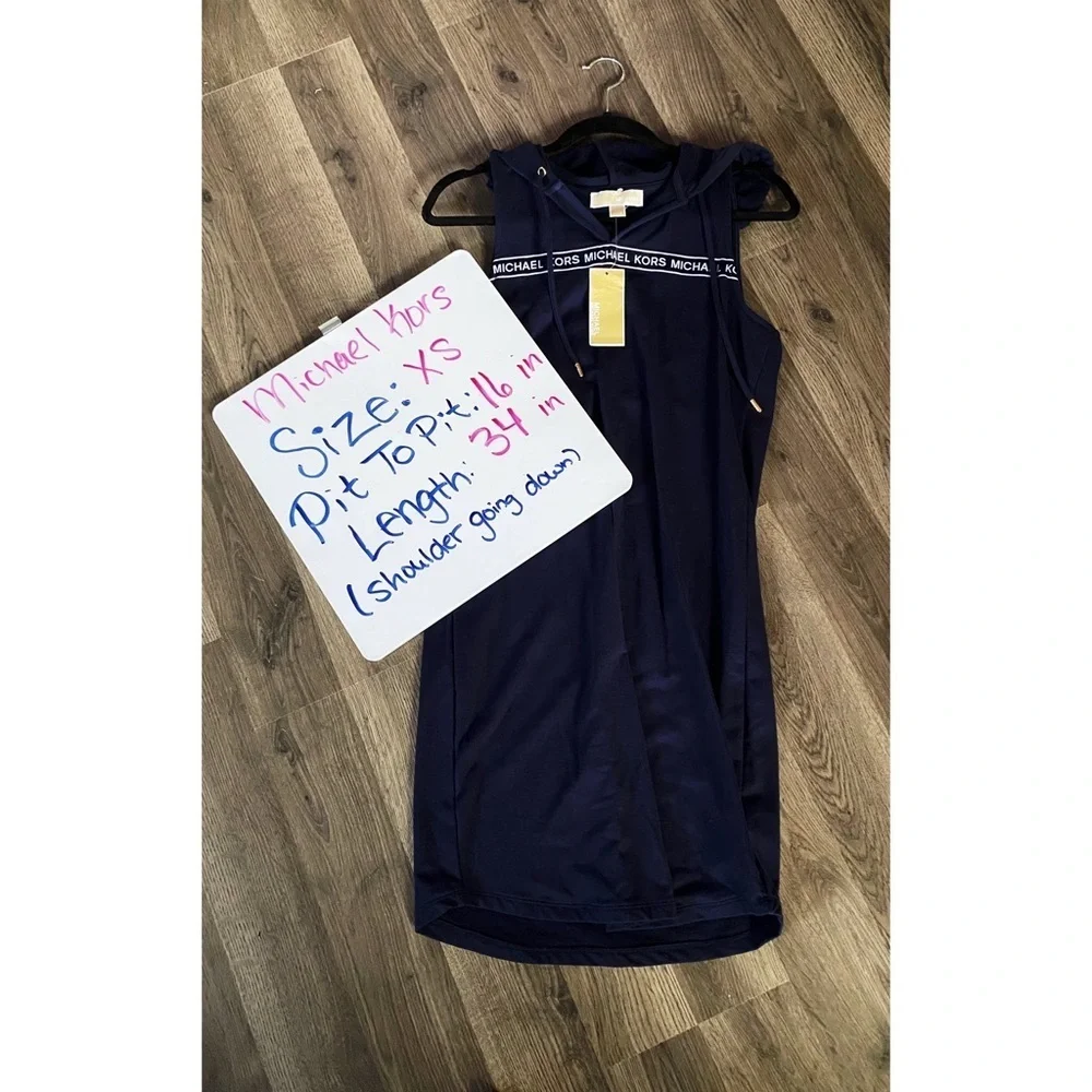MICHAEL KORS Navy Hooded Dress